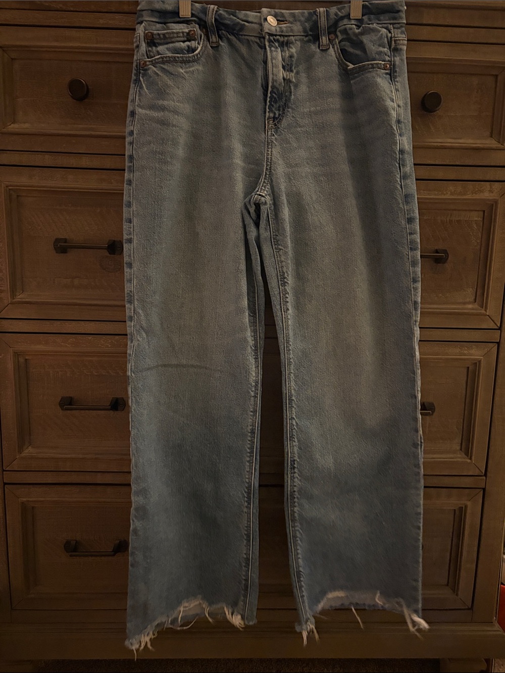 American Eagle Outfitters Straight Leg Jeans in Light Blue Denim